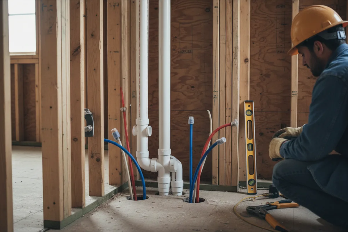 Drain and supply rough-in during Garbage Disposal Repair in Ronco