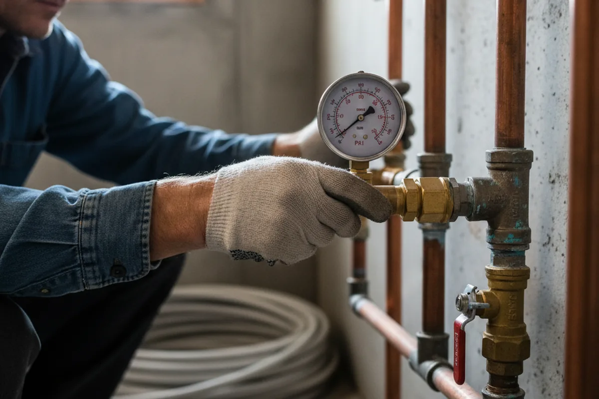 Pressure testing a repaired line during Water Line Repair in Ronco